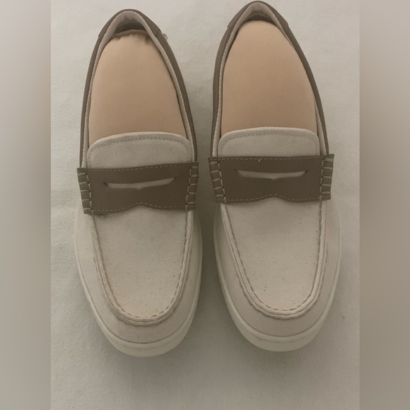 Cole Haan Nantucket  C38573 Penny Loafer Mens Sz 8 M Ivory Canvas Slip On Shoes - Picture 4 of 15